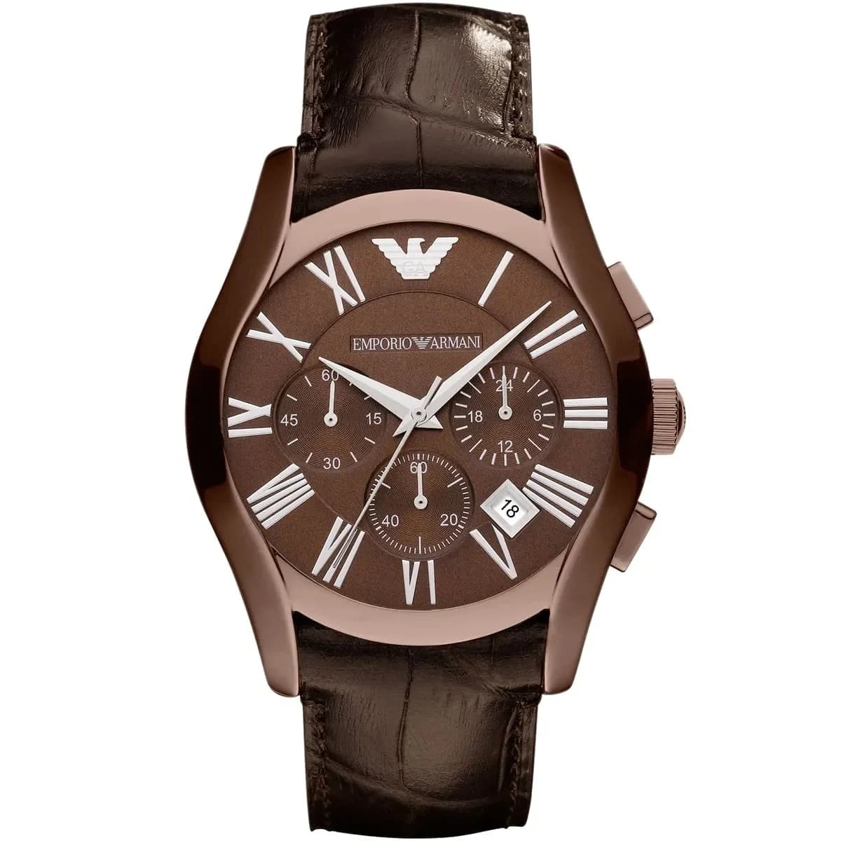 Montre Homme Emporio Armani AR1609 chronographe cadran marron bracelet cuir