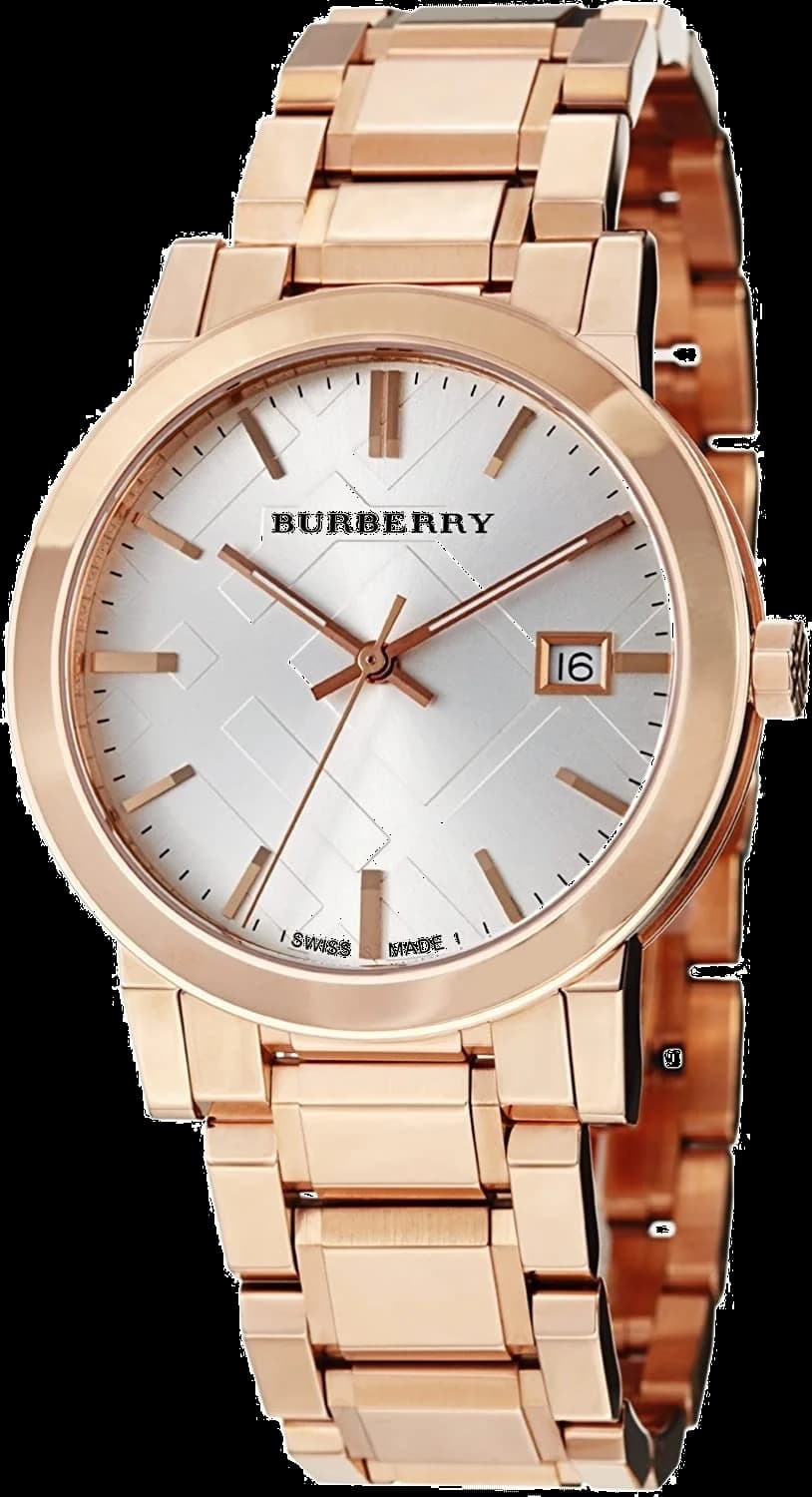 Burberry BU9004 The City Stainless Steel Rose Gold and Engraved Grey Dial Watch