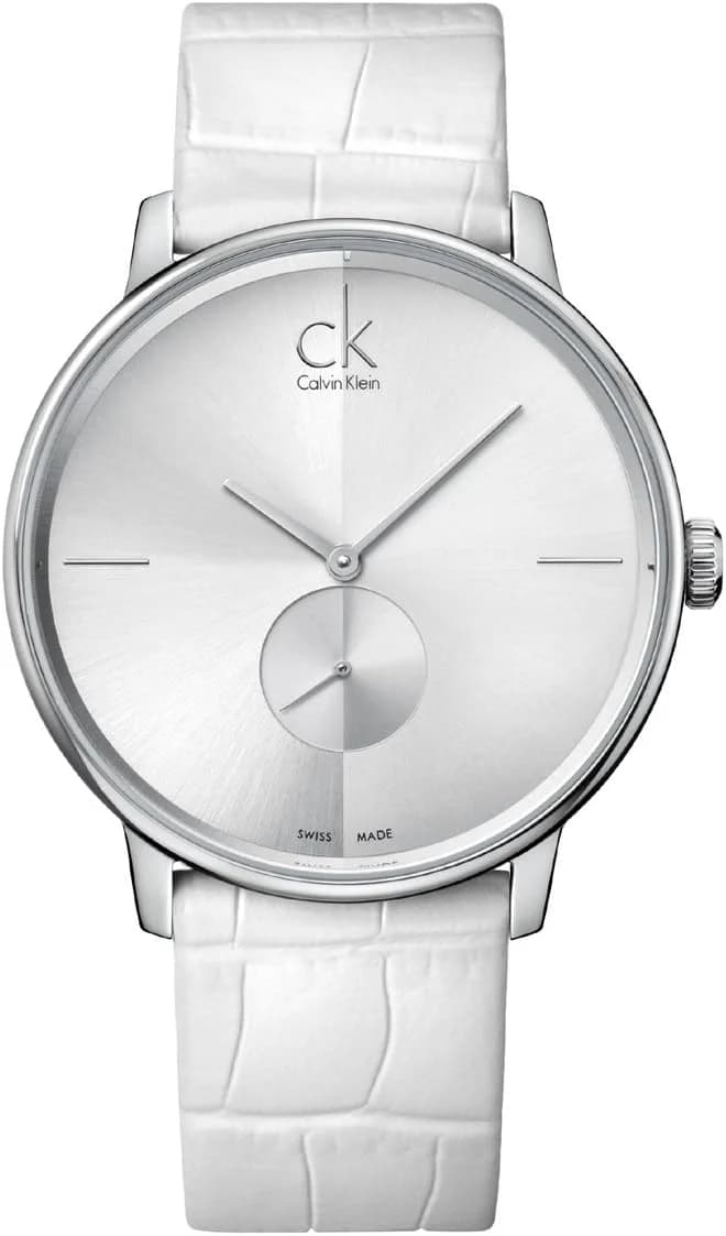 Montre Calvin Klein K2Y211K6 cadran blanc épuré, aiguilles bâtons et index minimalistes, style chic décontracté