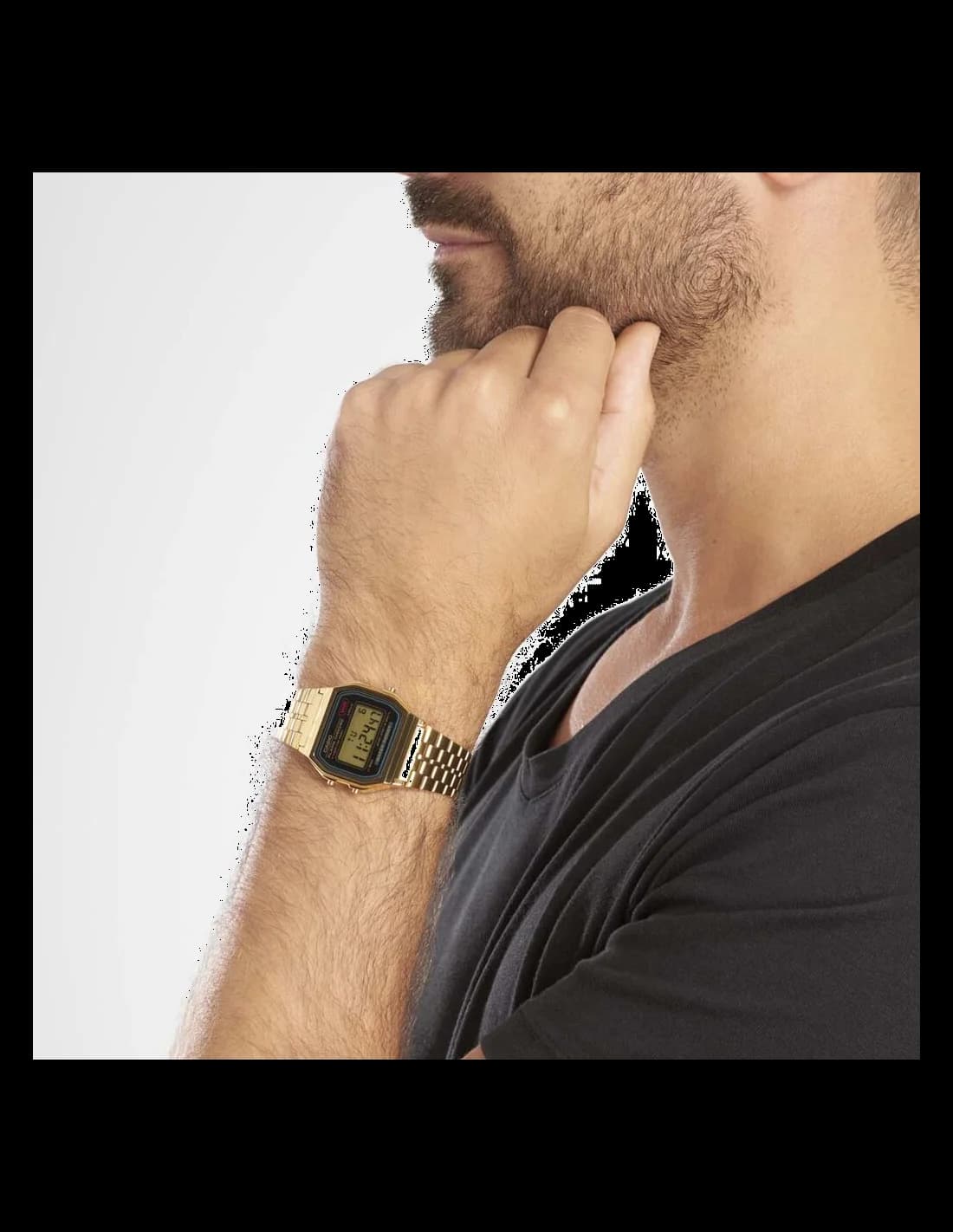 Montre Casio A159WGEA-1EF homme détail cadran doré