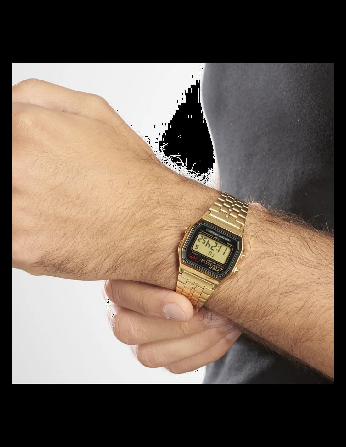 Montre Casio A159WGEA-1EF homme verso boîtier or