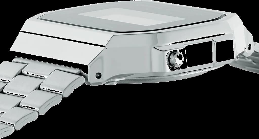 Casio A168WEM-1EF profil latéral boîtier 10mm acier inoxydable argent