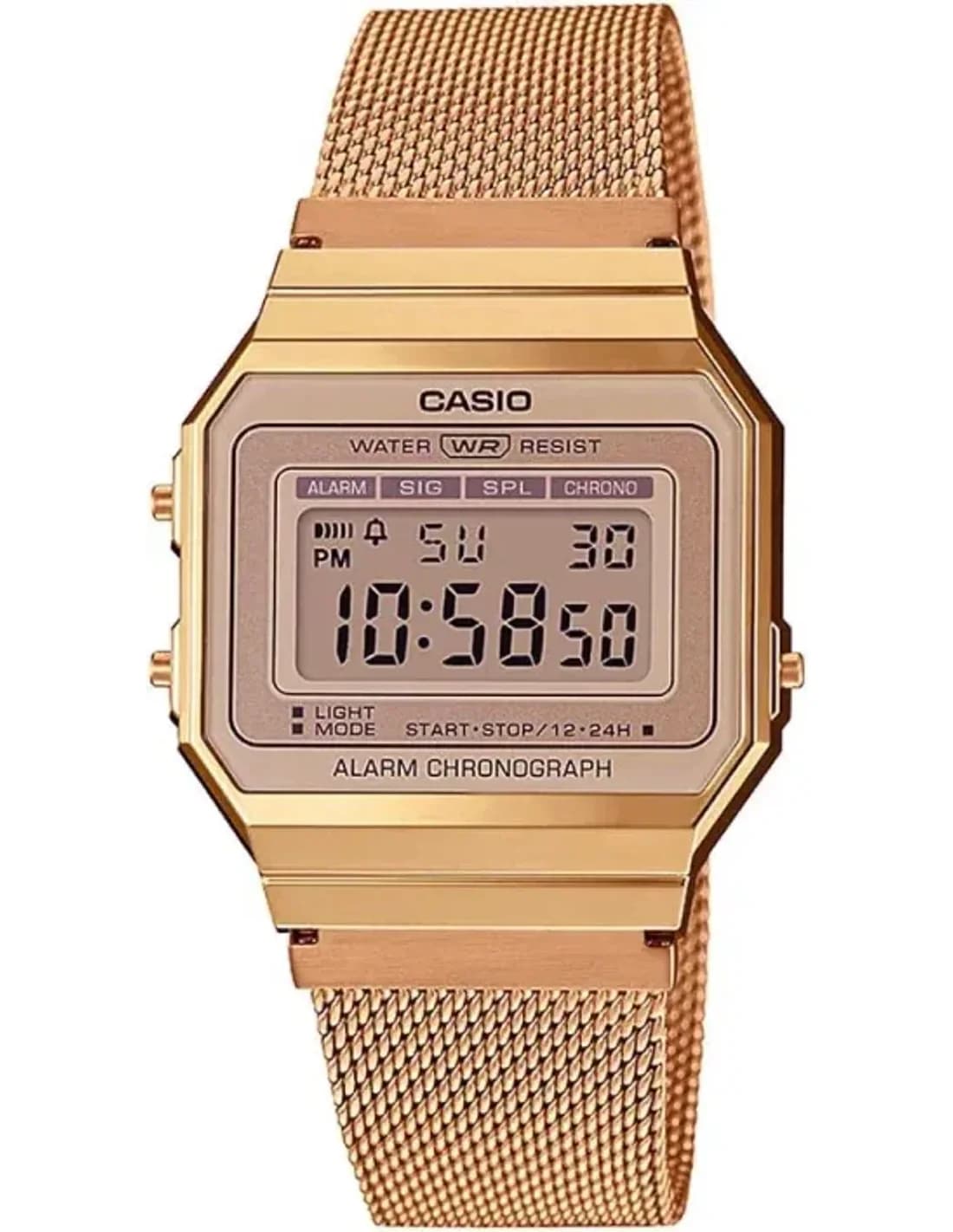 Montre Casio A700WMG-5DF maille milanaise Doré Rose