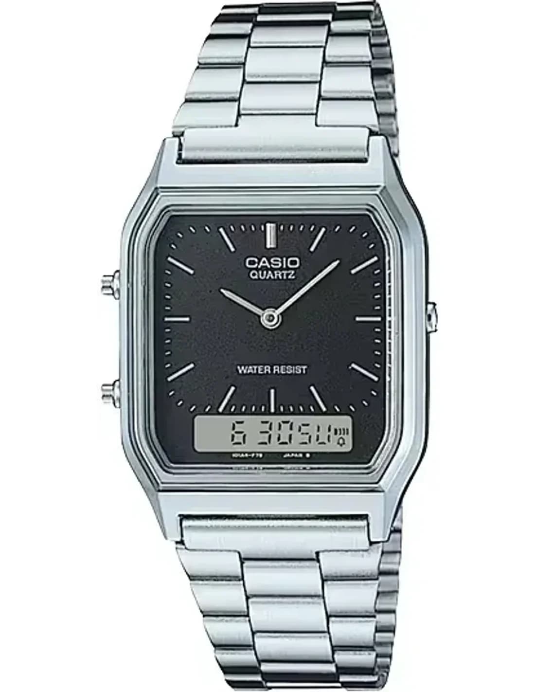 Montre Casio AQ-230A-1DMQYES en Acier Inoxydable à Double Affichage Noir