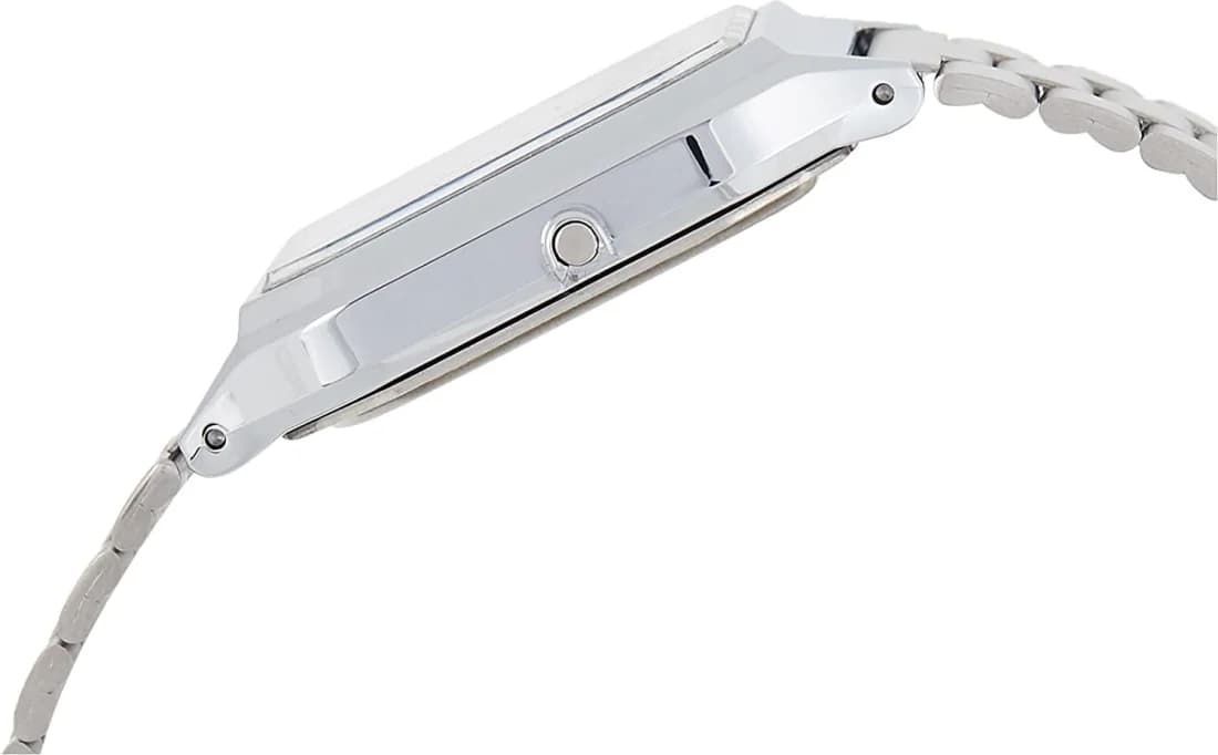 Montre Casio AQ-230A unisexe bracelet acier inoxydable argent profil