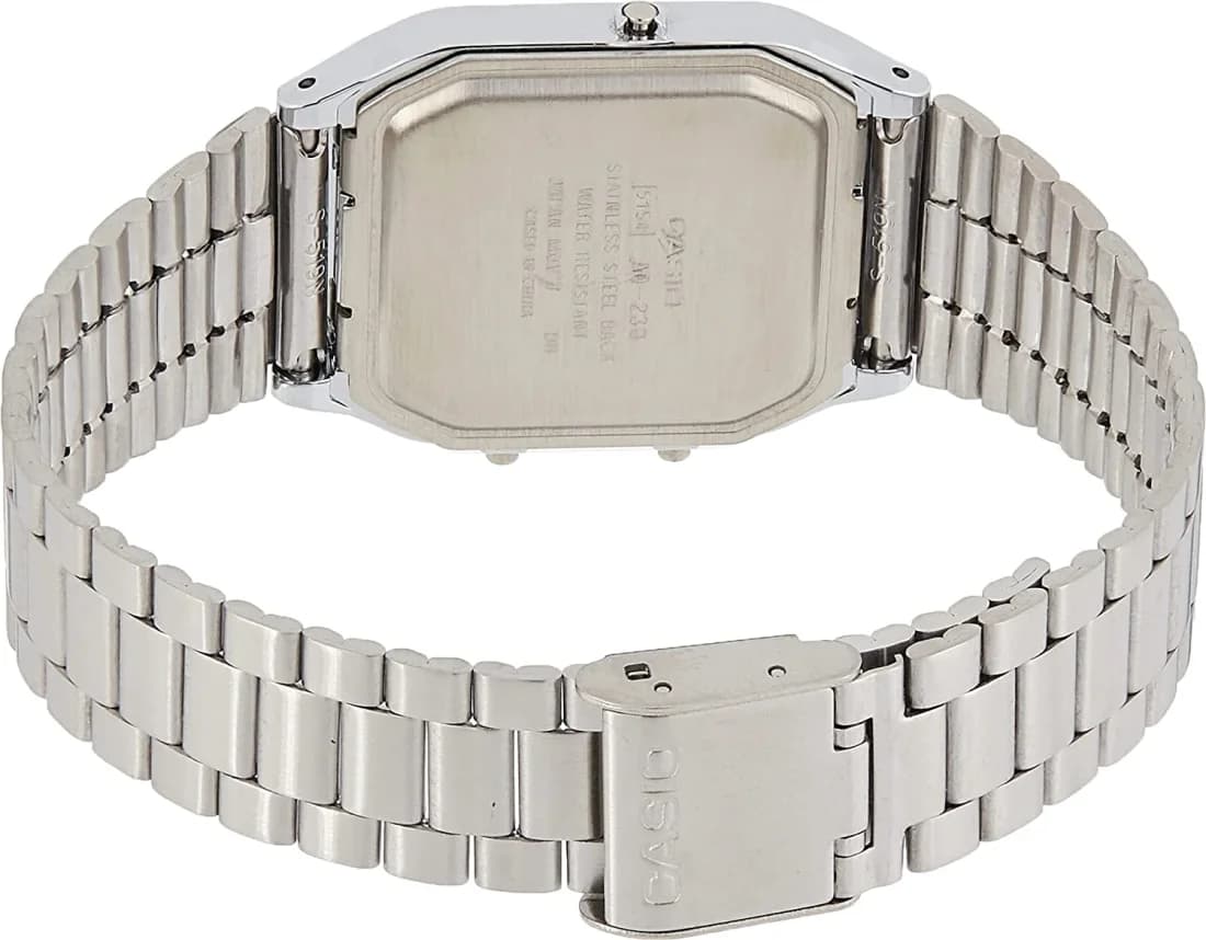 Casio AQ-230A-1DMQYES gros plan cadran noir affichage hybride quartz