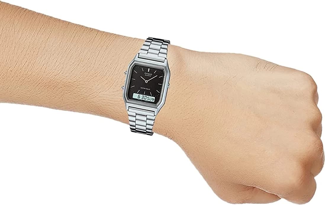 Montre Casio AQ-230A-1DMQYES verso boîtier acier inoxydable 28mm