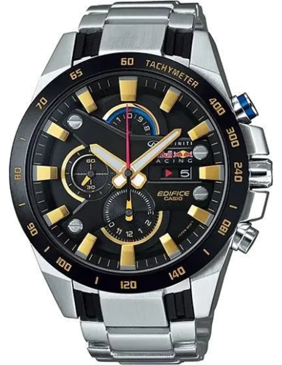 Montre Casio EFR-540RB-1AER cadran noir avec accents rouges Red Bull, aiguilles argentées et index lumineux