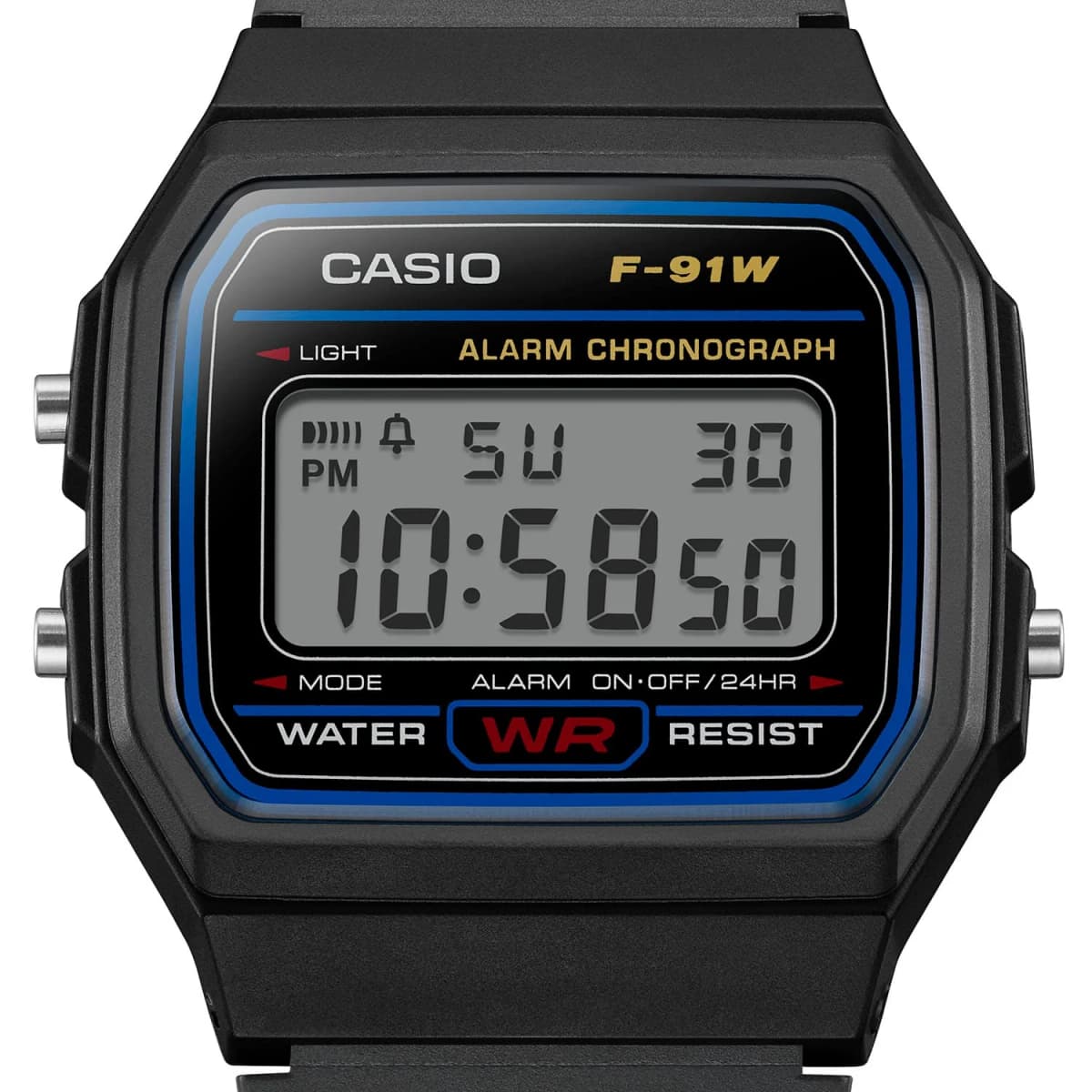 Montre Casio F-91W-1YEF unisexe vue de profil