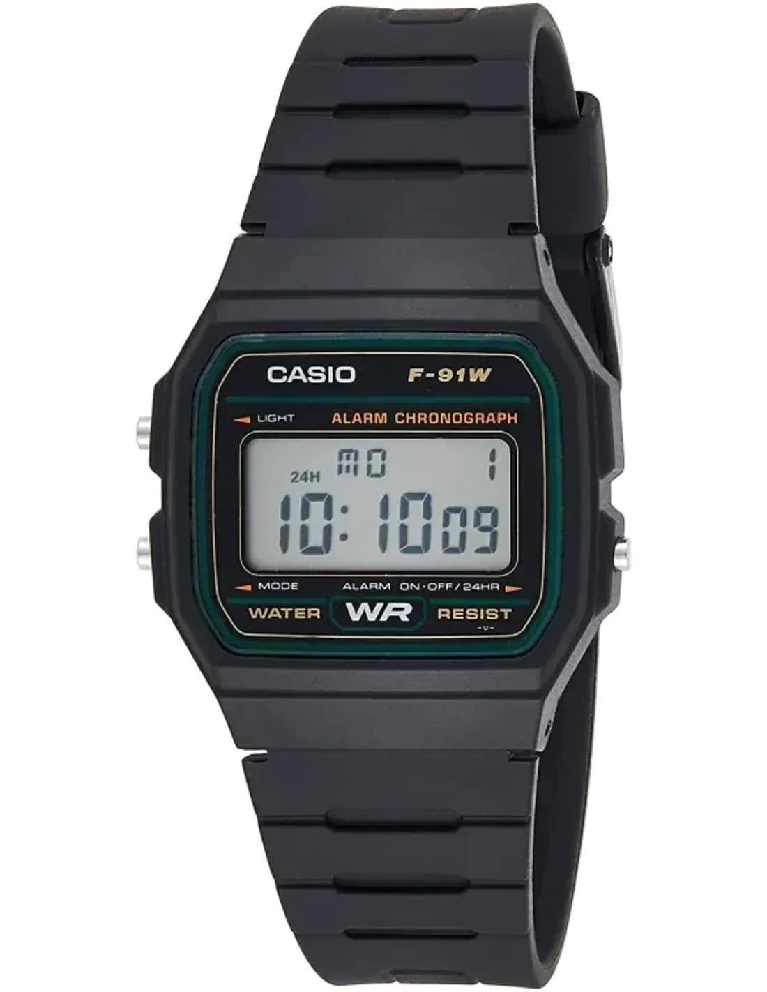 Casio F-91W-3SDG Digital Display Black Silicone Strap Watch