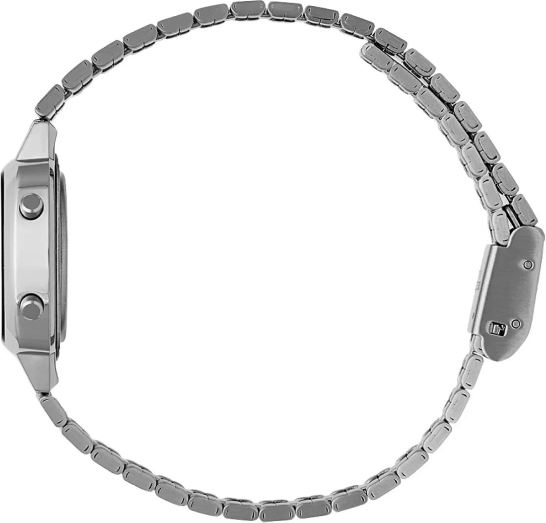 Montre Casio LA670WEA-7EF profil bracelet acier inoxydable fermoir clip