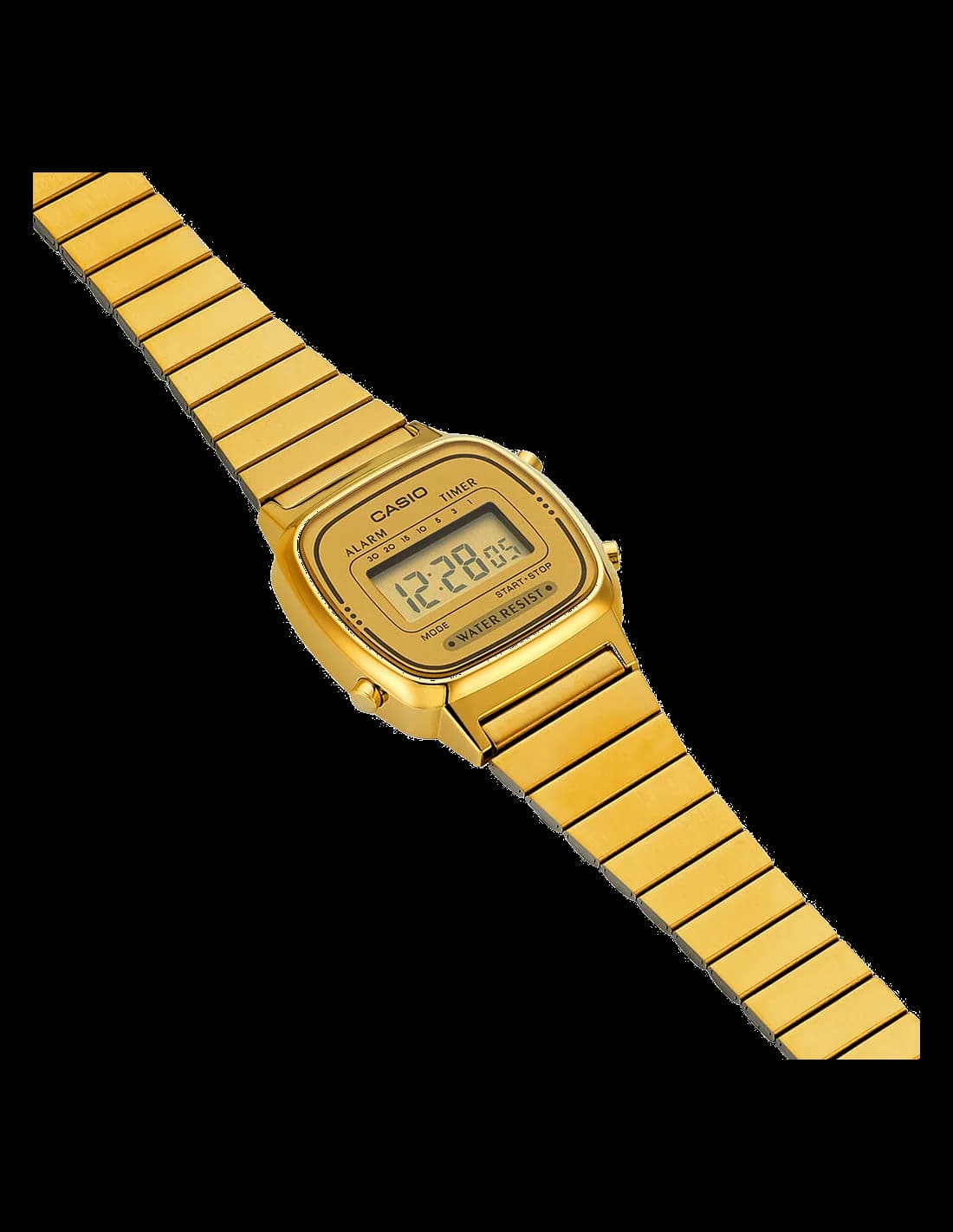 Casio LA670WEGA-9EF bracelet acier inoxydable or boucle déployante profil