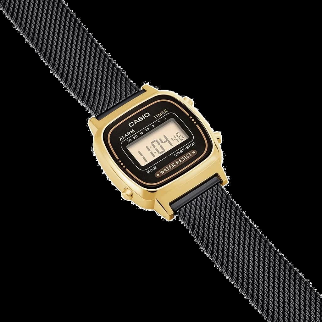 Montre Casio LA670WEMB-1EF femme détail cadran noir