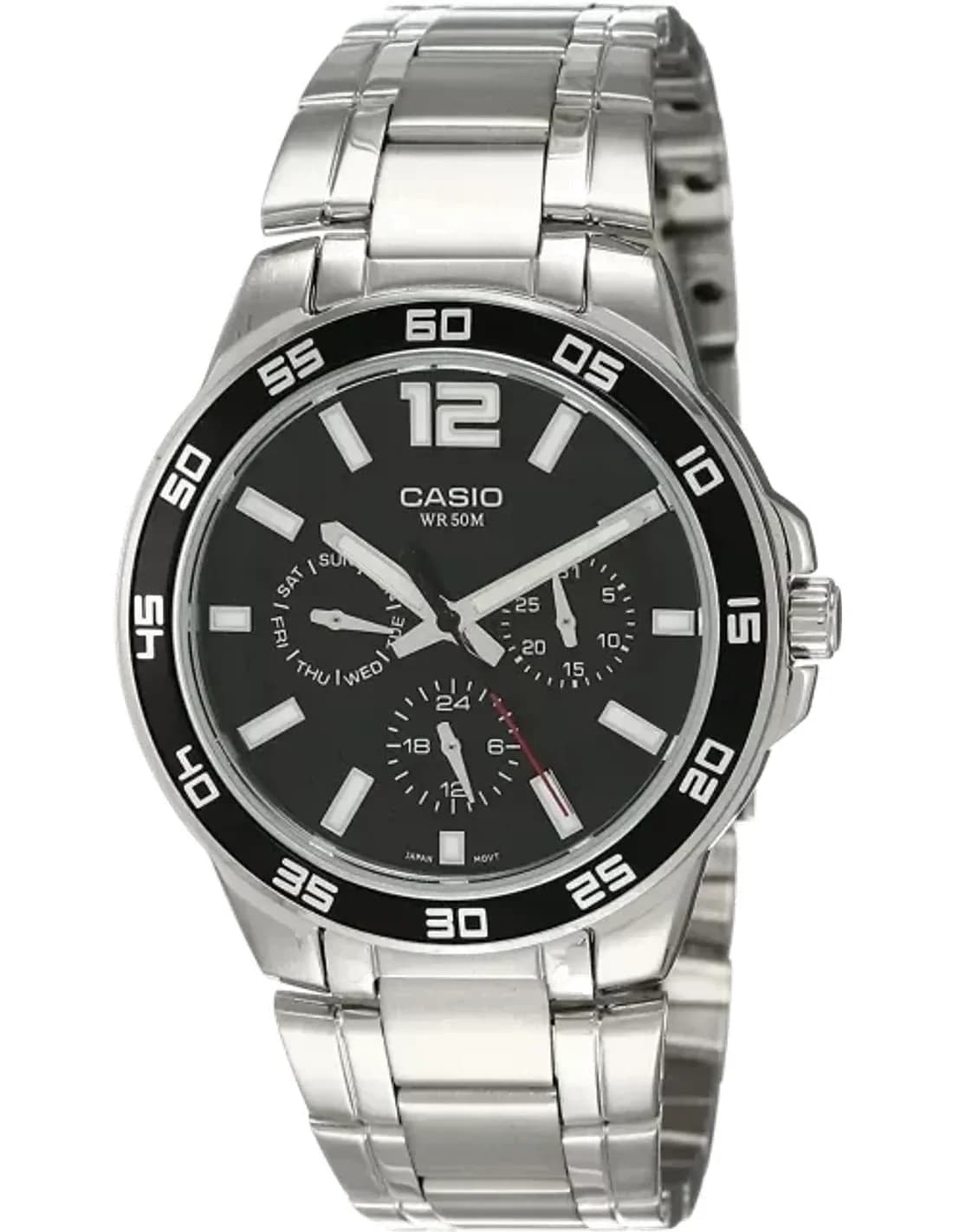 Montre Casio MTP-1300D-1AVEF homme cadran noir bracelet acier inoxydable
