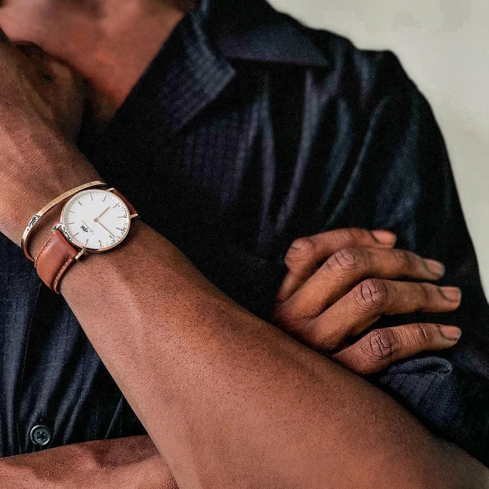 Montre Daniel Wellington DW00100006 homme détail bracelet cuir