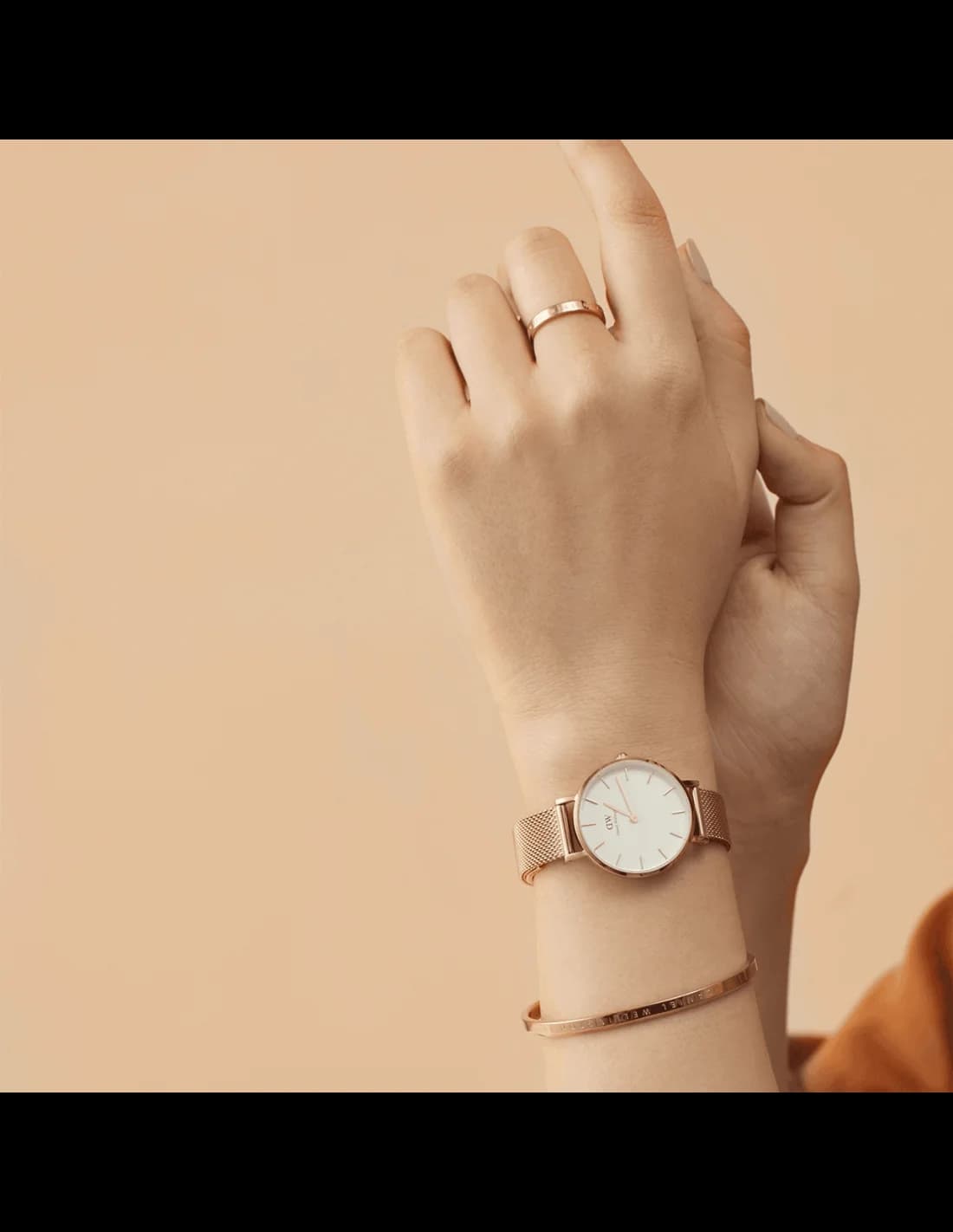 Montre Daniel Wellington DW00100163 femme détail cadran blanc