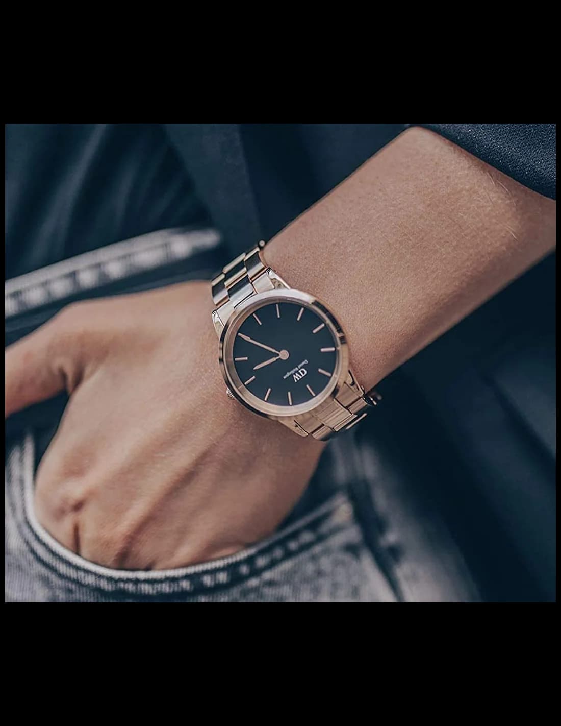 Montre Daniel Wellington DW00100210 femme détail cadran noir