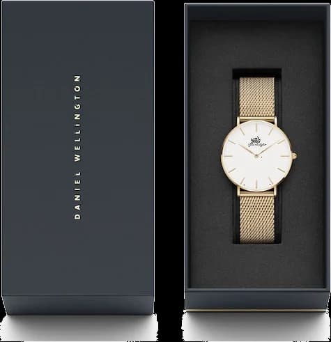 Montre Daniel Wellington Petite Evergold boîtier acier inoxydable or fermeture milanaise arrière