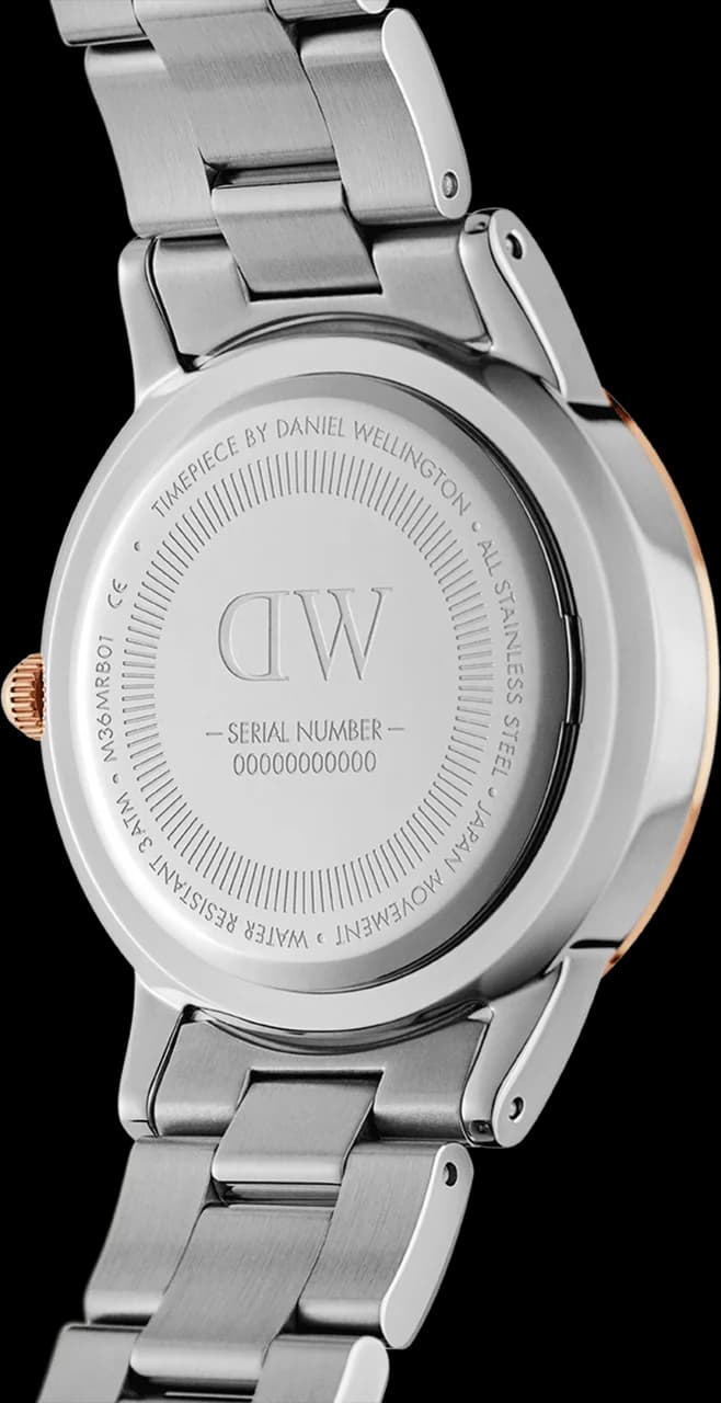 Montre Daniel Wellington DW00100359 femme verso boîtier argent