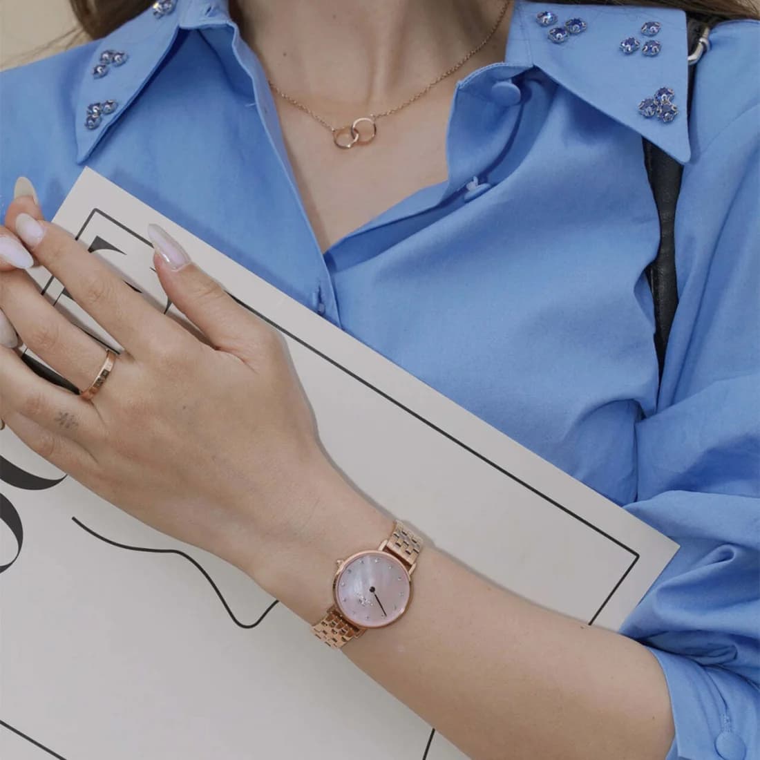 Montre Daniel Wellington DW00100617 femme détail bracelet acier inoxydable