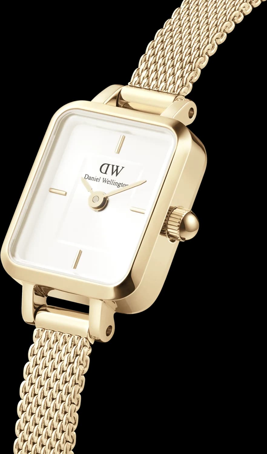 Daniel Wellington DW00100656 Quadro Mini profil acier inoxydable boîtier or boucle réglable