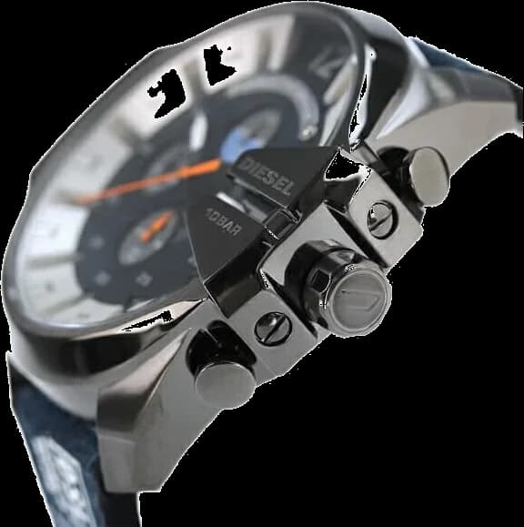 Bracelet Diesel DZ4541 en denim bleu avec surpiqûres contrastantes et boucle ardillon en acier brossé