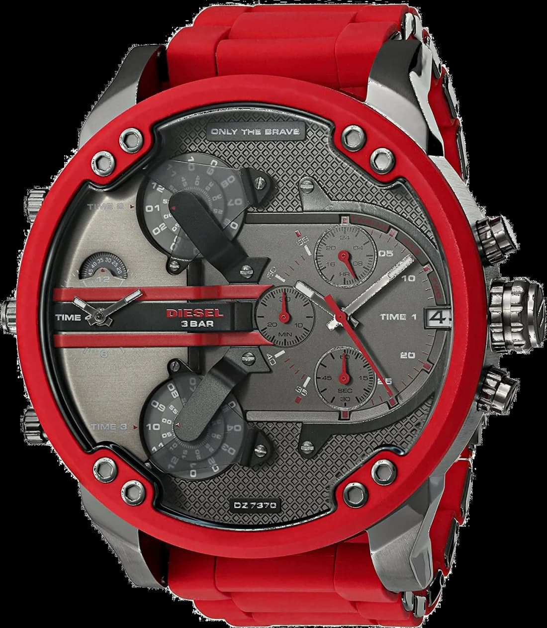 Diesel DZ7370 Mr Daddy Red Stainless Steel and Silicone XXL Men's Watch