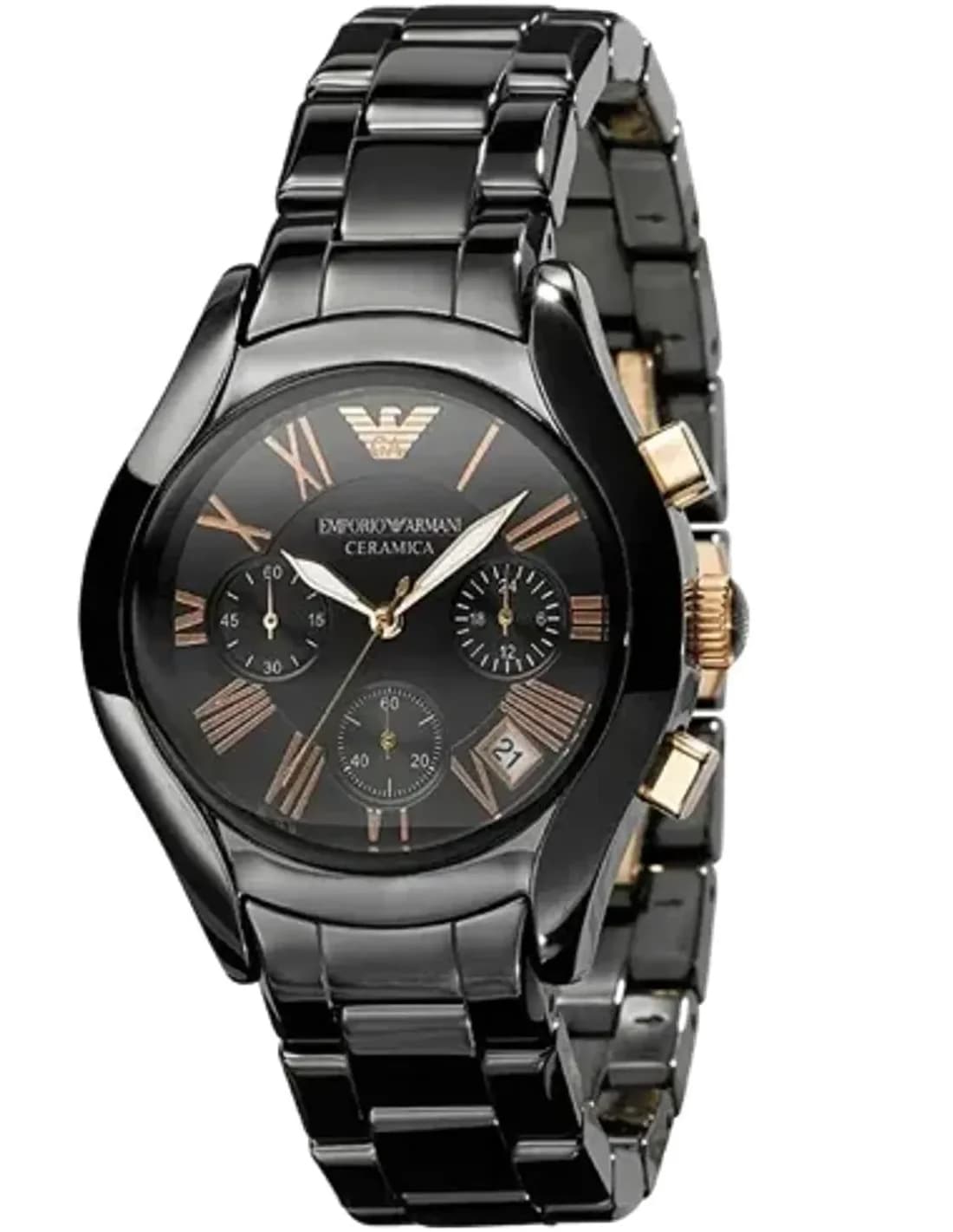 Montre Emporio Armani AR1411 céramique noire cadran noir chiffres romains