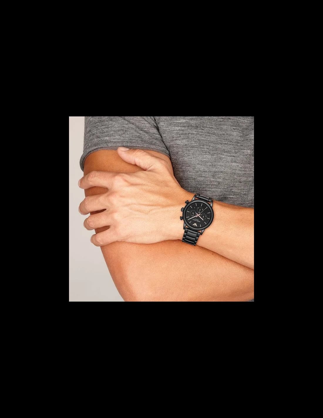 Montre Emporio Armani AR1509 homme détail cadran noir