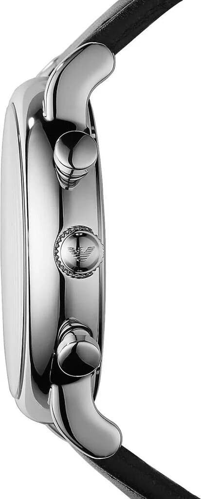Bracelet Emporio Armani AR1828 bracelet cuir noir, coutures contrastées, boucle ardillon signature, aspect vintage