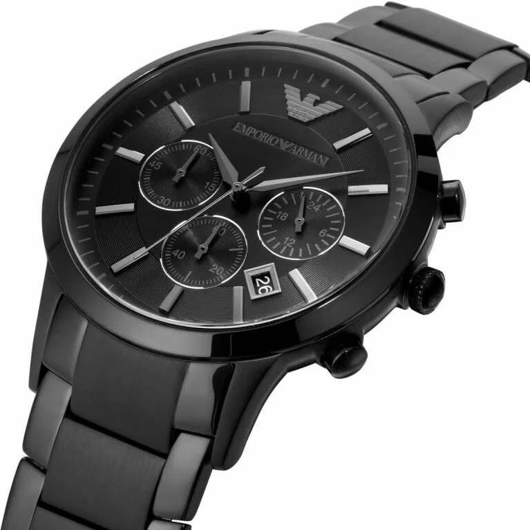 Montre Emporio Armani AR2453 profil bracelet acier inoxydable noir