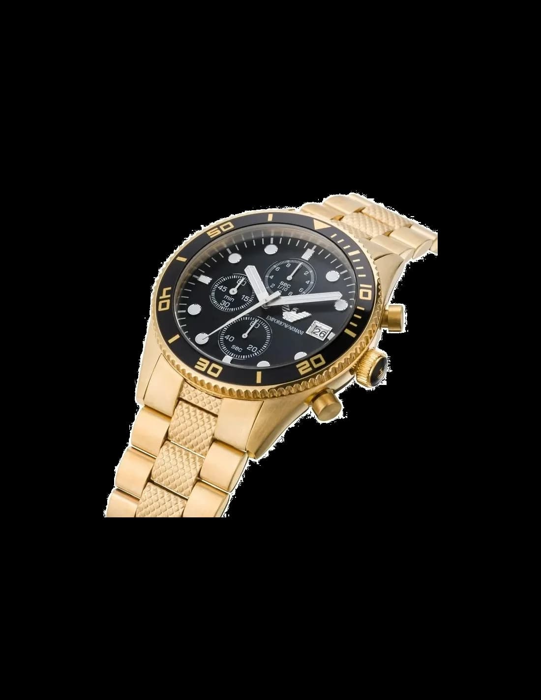 Montre Emporio Armani AR5857 bracelet acier or profil latéral
