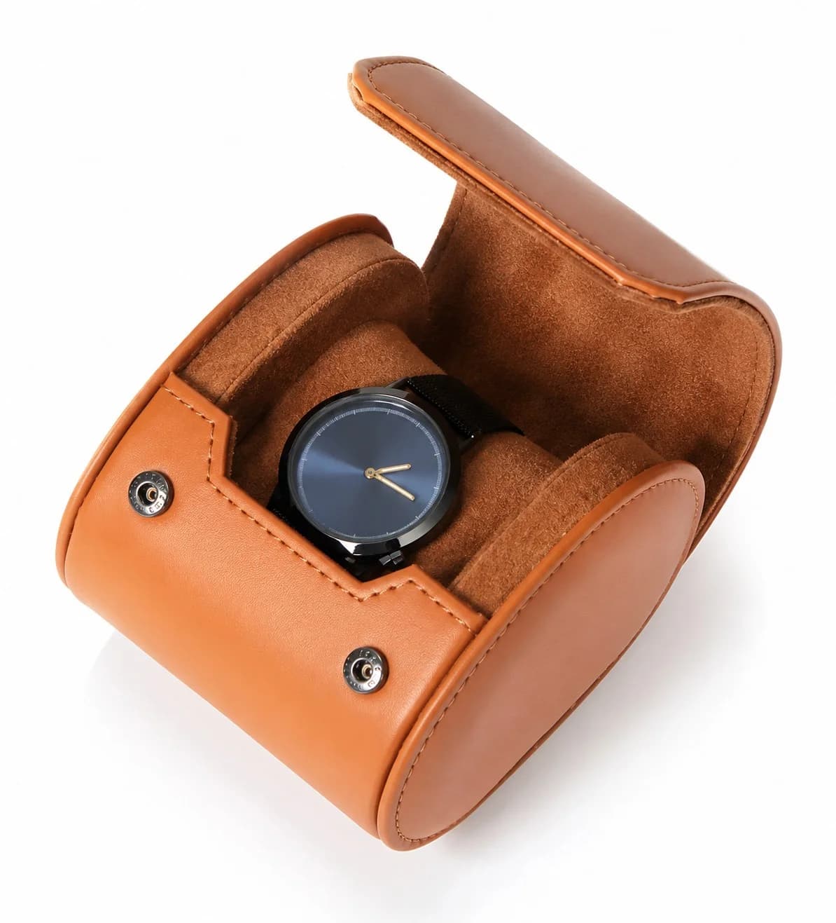 Étui Verona cuir végétalien marron clair pour 1 montre
