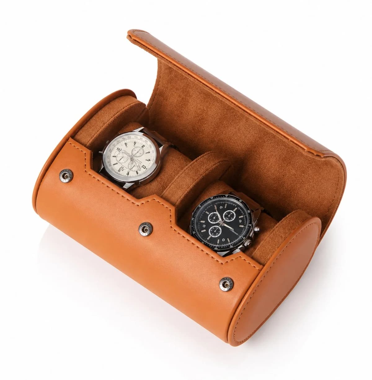 Montre Gasmann 260520-24 Étui Verona cuir végétalien marron clair pour 2 montres