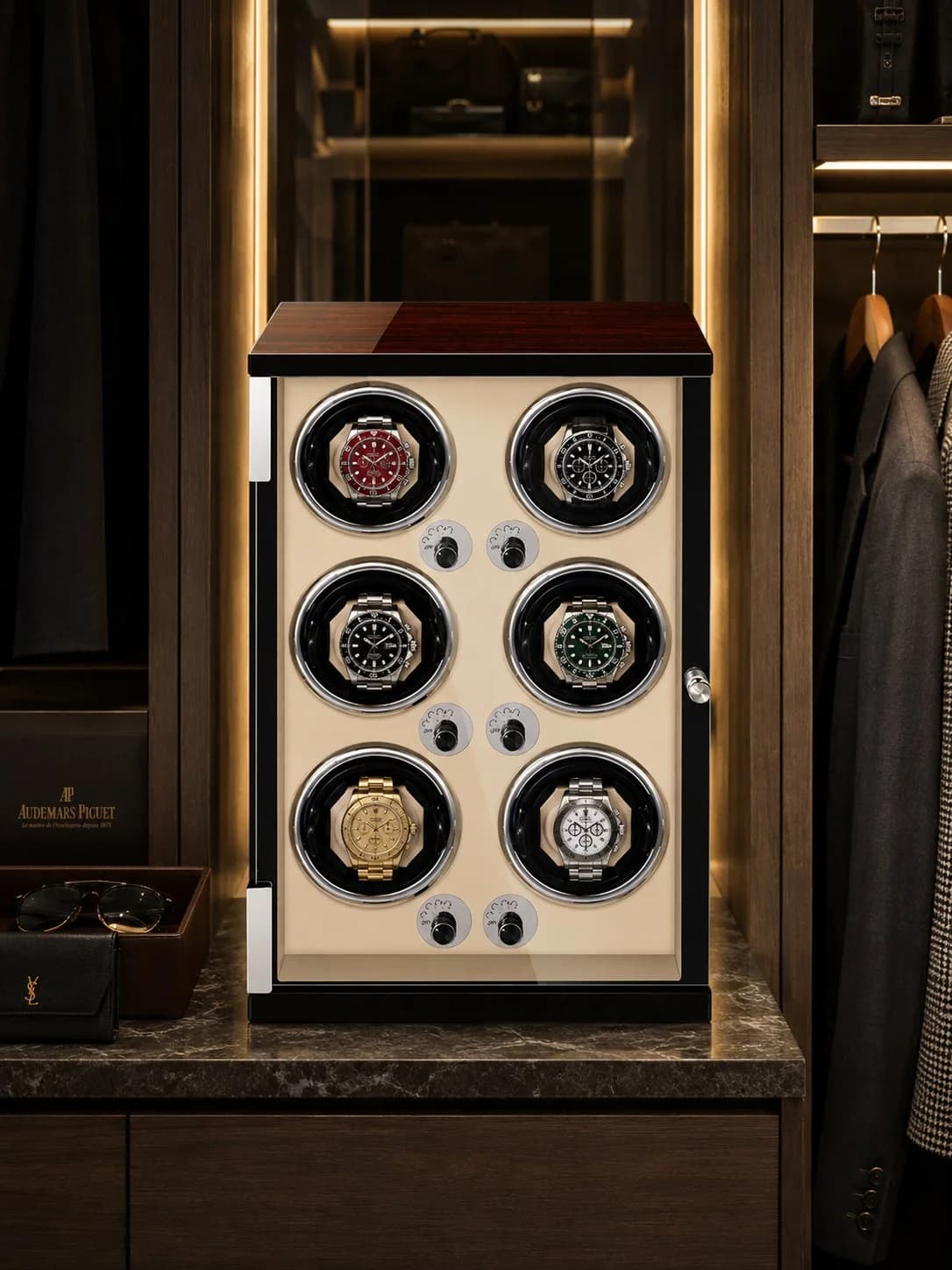 Remontoir à montre automatique Capri bois ébène 6 montres vue 2