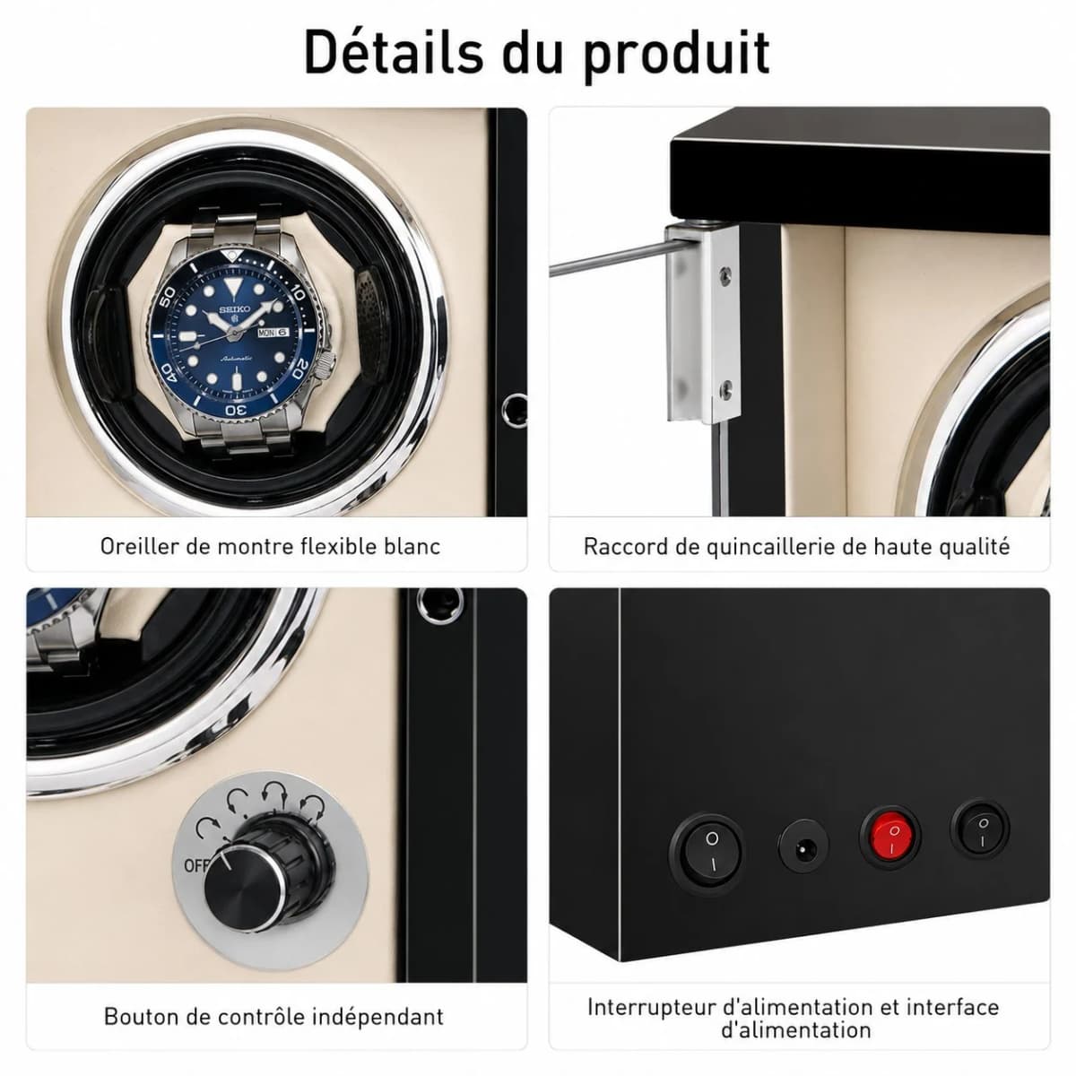 Remontoir à montre automatique Capri bois ébène 6 montres vue 3