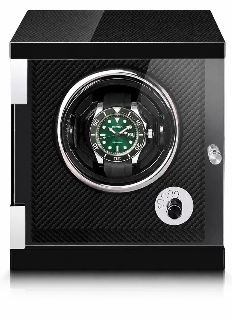 Remontoir à montre automatique Imola noir laqué fibre de carbone 1 montre