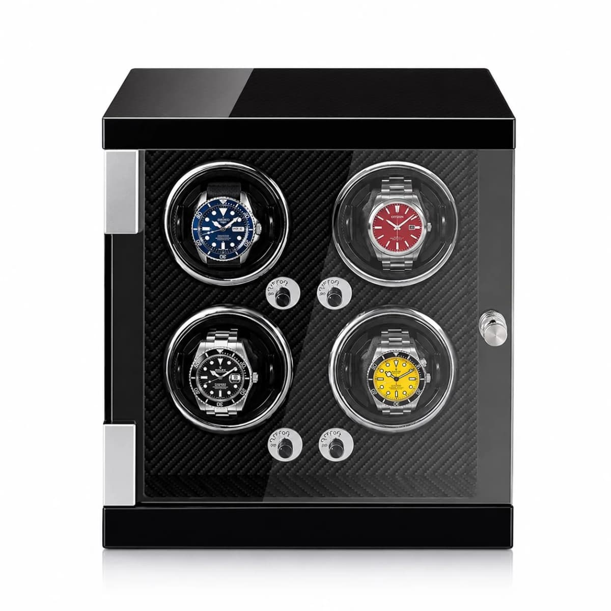 Remontoir à montre automatique Imola noir laqué fibre de carbone 4 montres