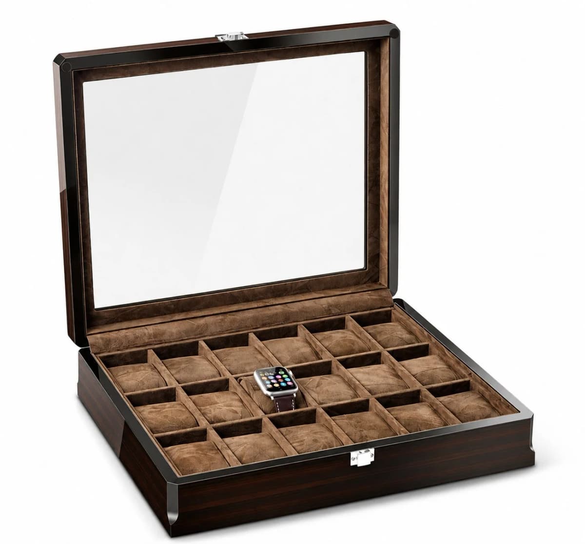 Montre Gasmann 260527-05 Boîte à montres Milan espresso à 18 compartiments en bois massif