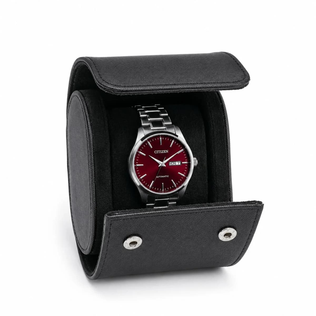 Pochette voyage Trieste noire pour 1 montre, fermeture rabat