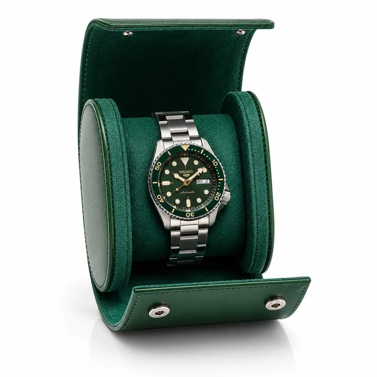 Montre Gasmann 260527-07 Pochette voyage Trieste verte pour 1 montre, fermeture rabat