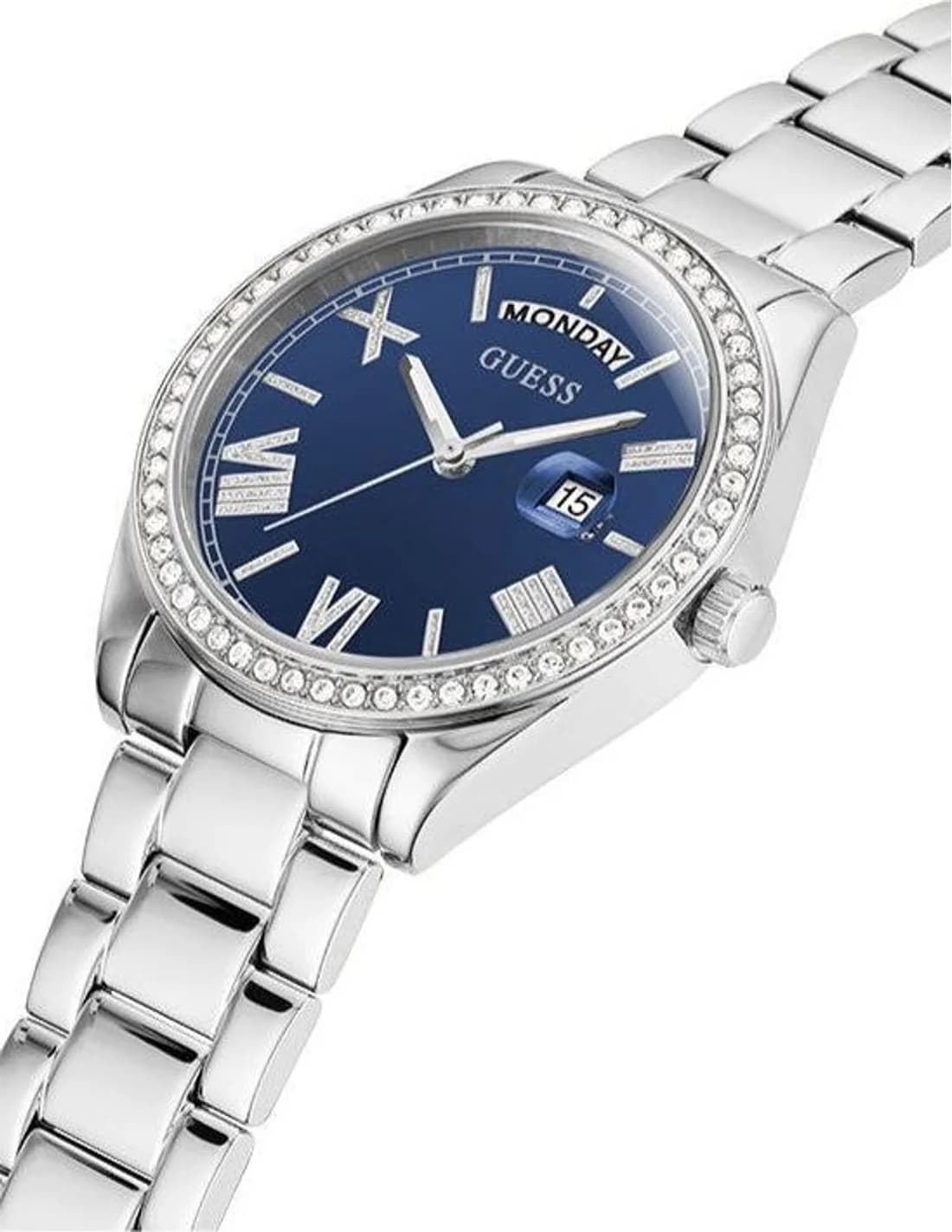 Montre Femme Guess Luna GW0307L1 cadran bleu bracelet acier vue 2