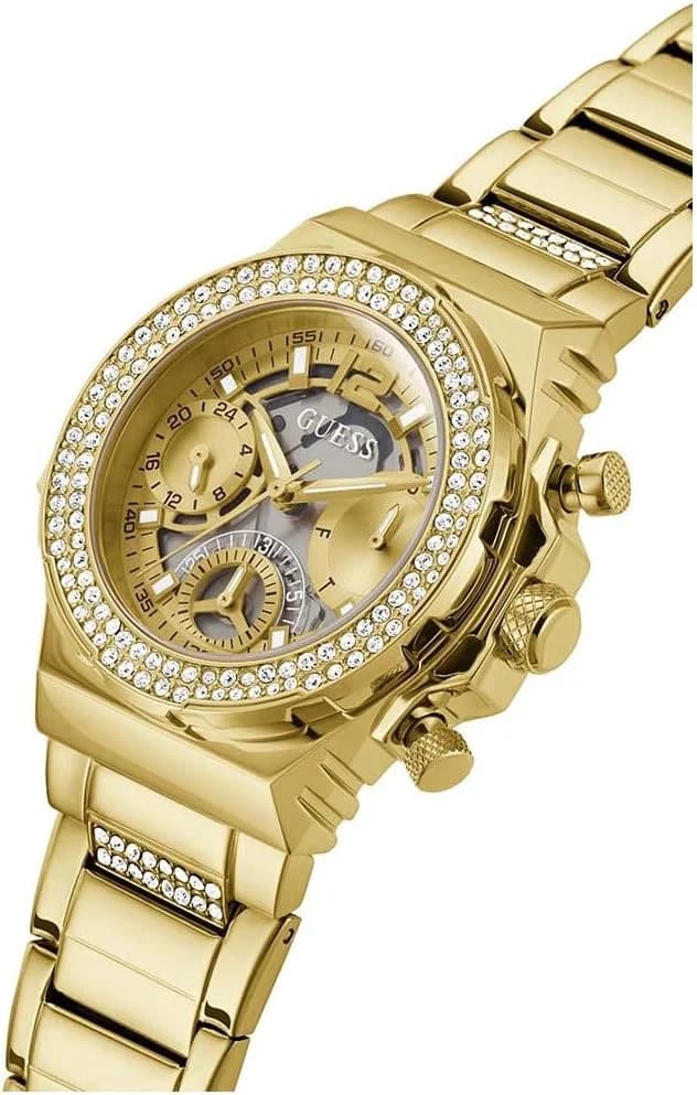 Montre Femme Guess Fusion GW0552L2 dorée bracelet maillons acier vue 2