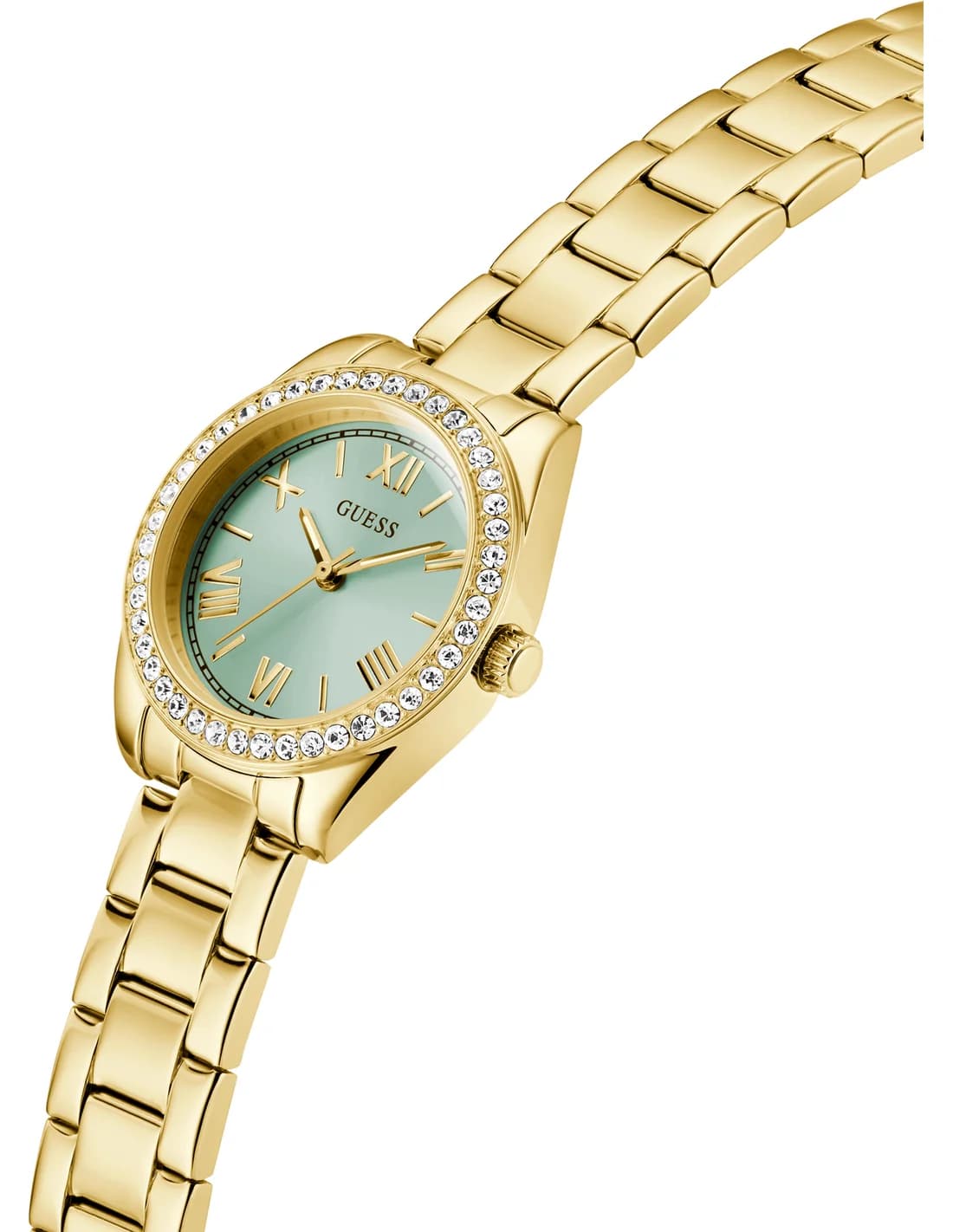 Montre Femme Guess Mini Luna GW0841L5 cadran vert bracelet acier vue 2