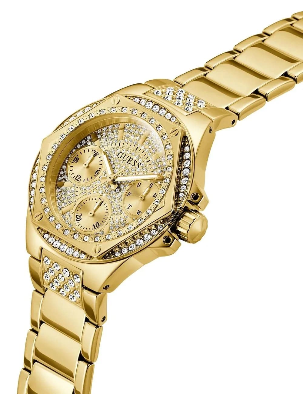 Montre Femme Guess Envy GW0878L2 dorée bracelet maillons acier vue 2
