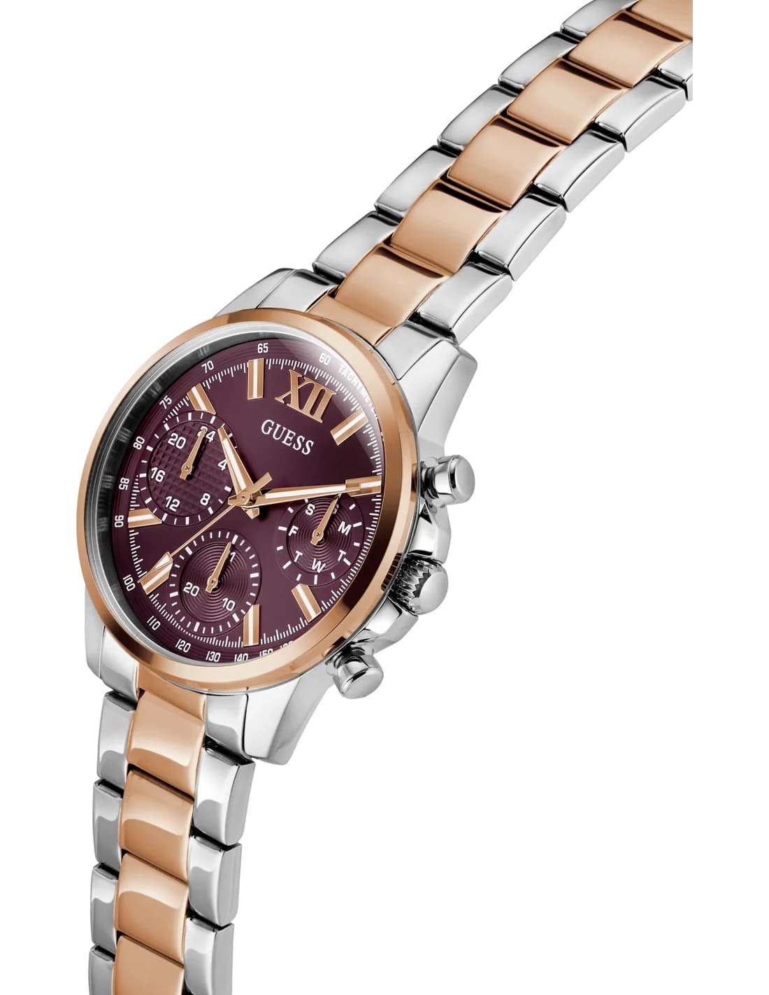 Montre Femme Guess Bailey GW0933L5 cadran bordeaux bracelet acier vue 2