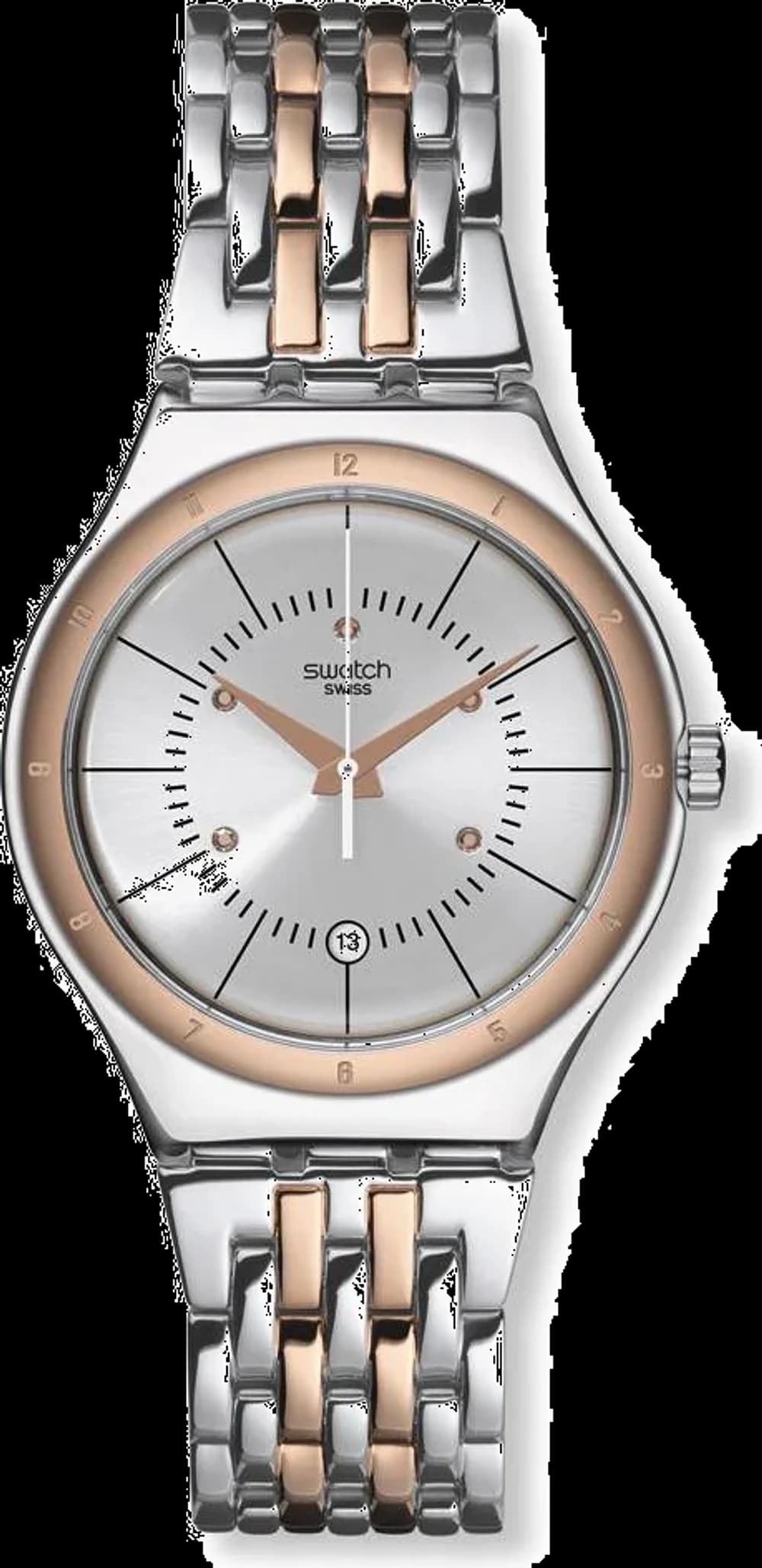 Swatch YWS404G Two-Tone Steel Silver and Rose Gold Men's Watch
