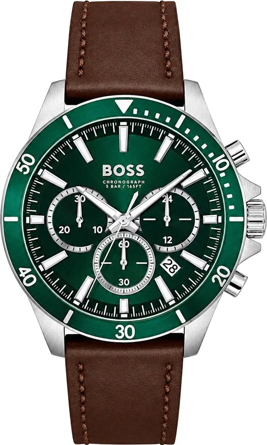 Montre Hugo Boss 1514098 homme cadran vert bracelet cuir