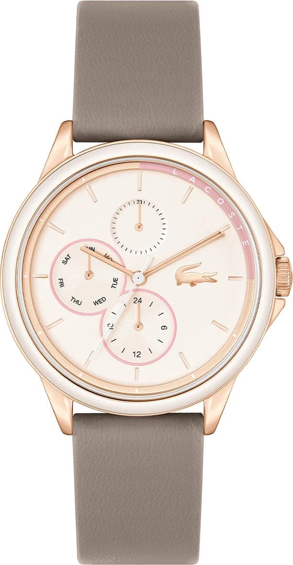 Lacoste Skyhook 2001339 Women's Watch Brown Leather Strap Multifunction Dial
