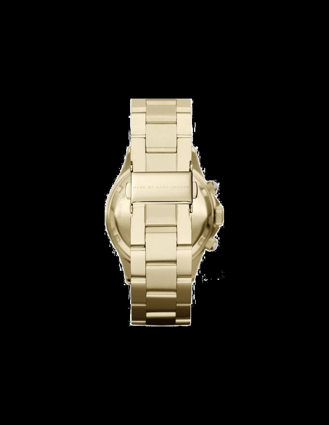 Détail cadran Marc Jacobs MBM3188 compteur chrono 3h-9h, aiguilles luminescentes noires